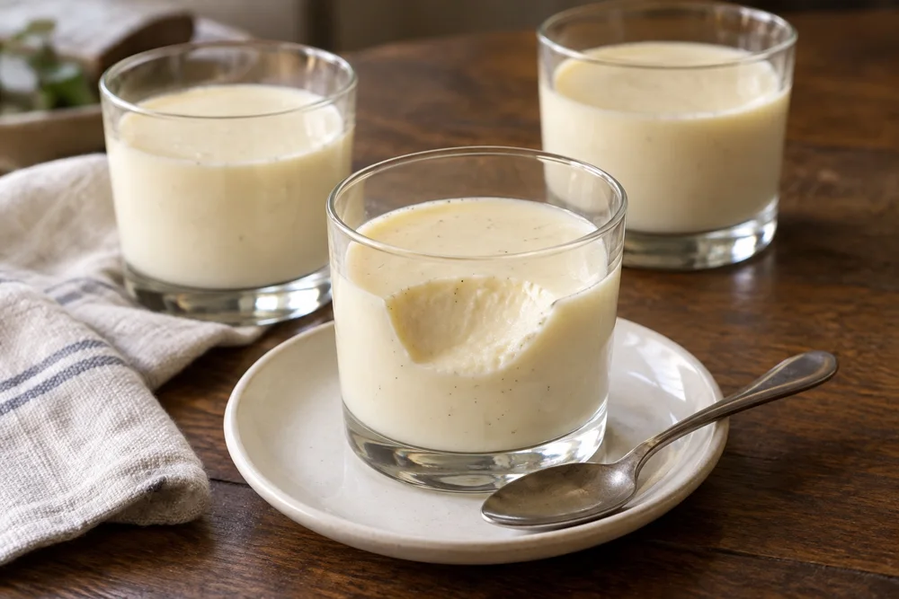 Vanilla panna cotta, softly set and ready to serve